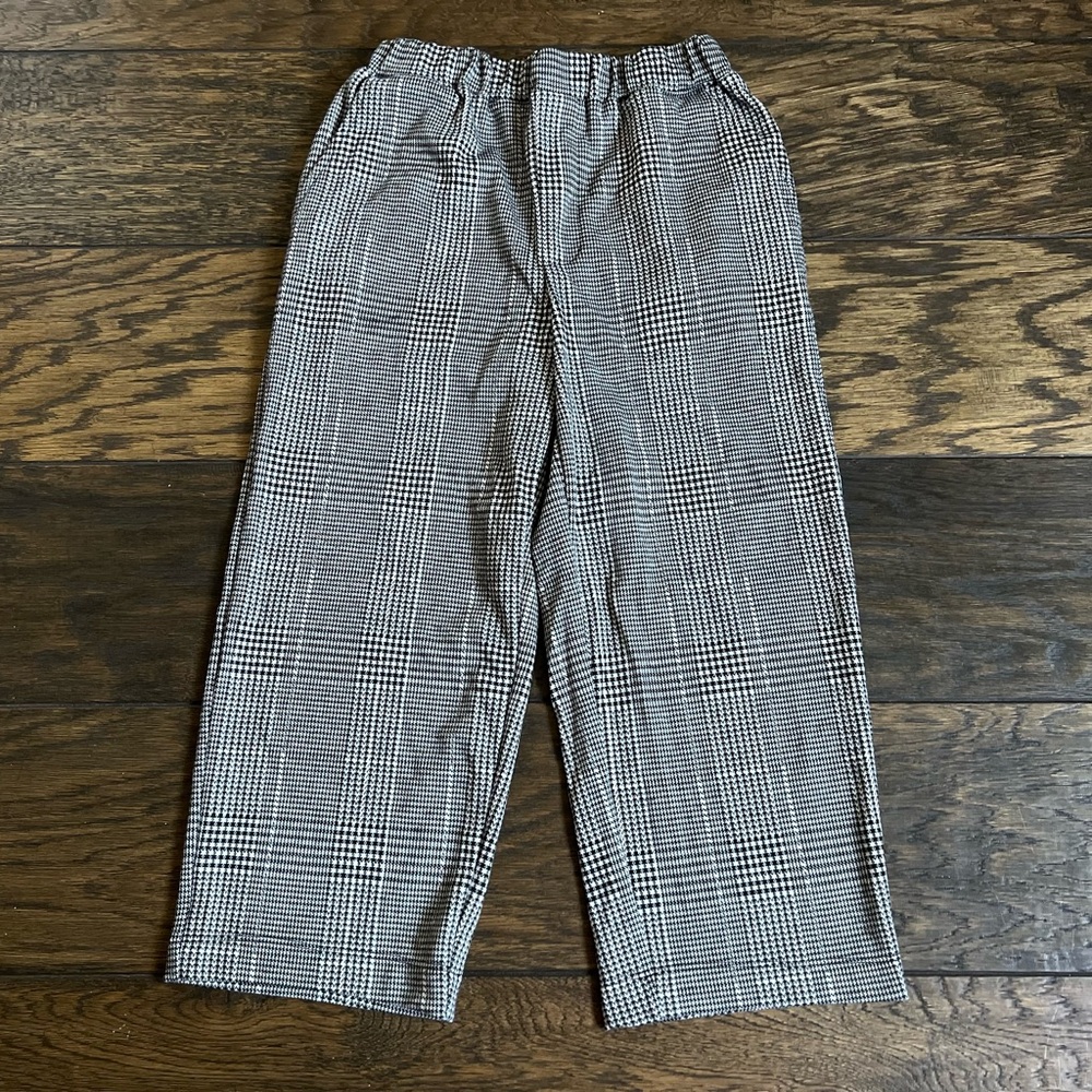 NATIVE YOUTH Black and White Dress Pants with Classic Check Design